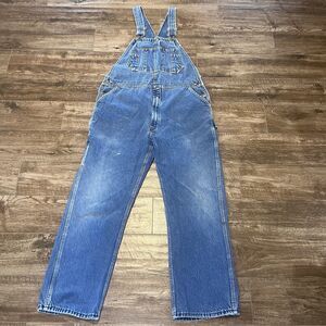Vintage 90s Round House Carpenter Bib Overalls 36x28 Blue Denim Baggy USA NO TAG